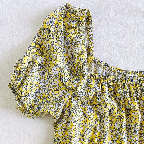 J Crew yellow floral peasant dress Womens Extra Small ruffle pockets bohemian - Picture 6 of 14